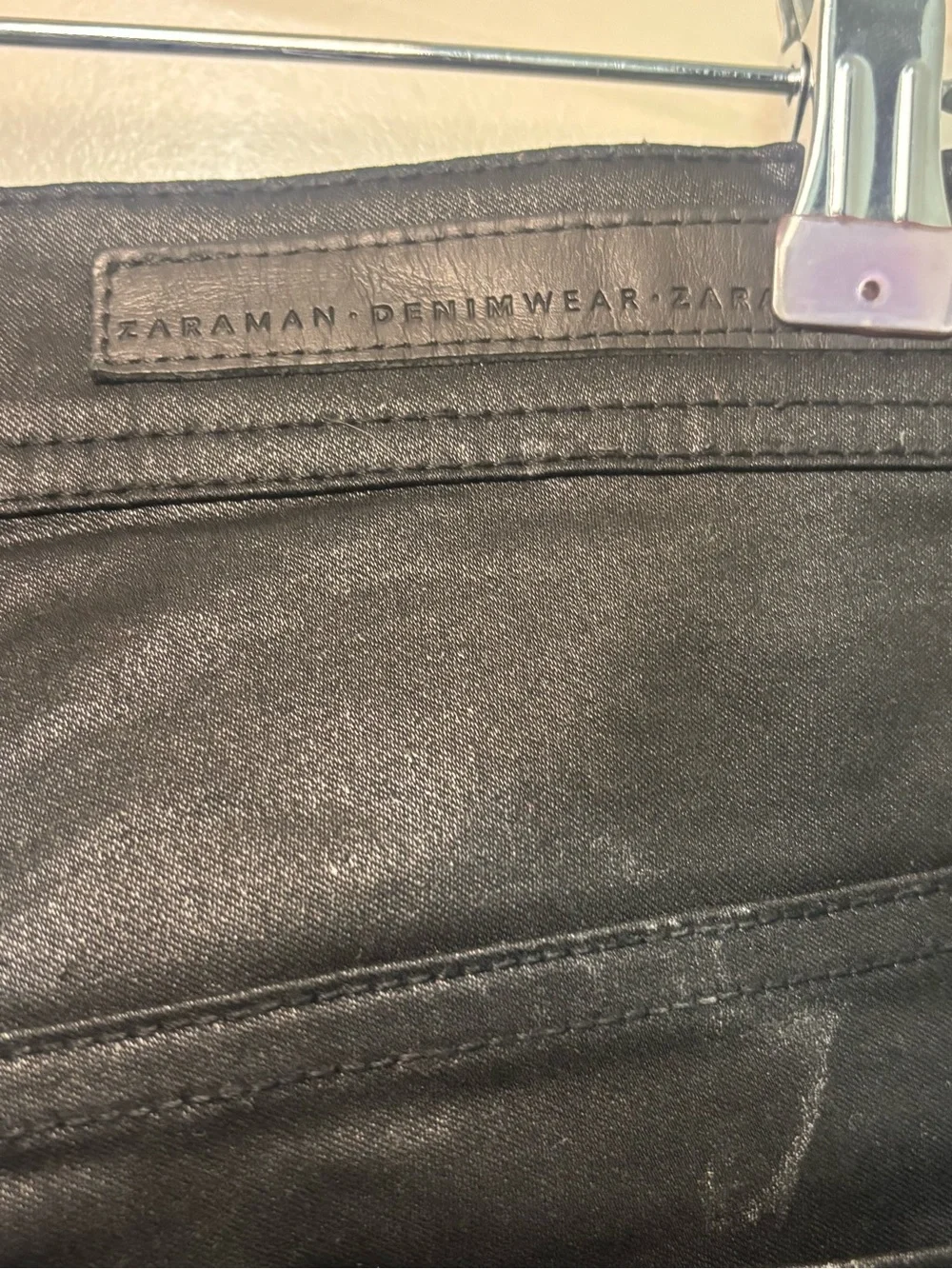 Zara waxed Men's Slim Straight Jeans in Black